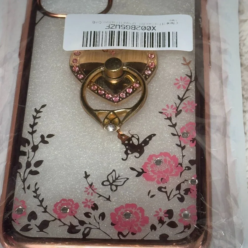 Elegant Pink Floral & Gold Butterfly iPhone 11 Case - New in Packaging
